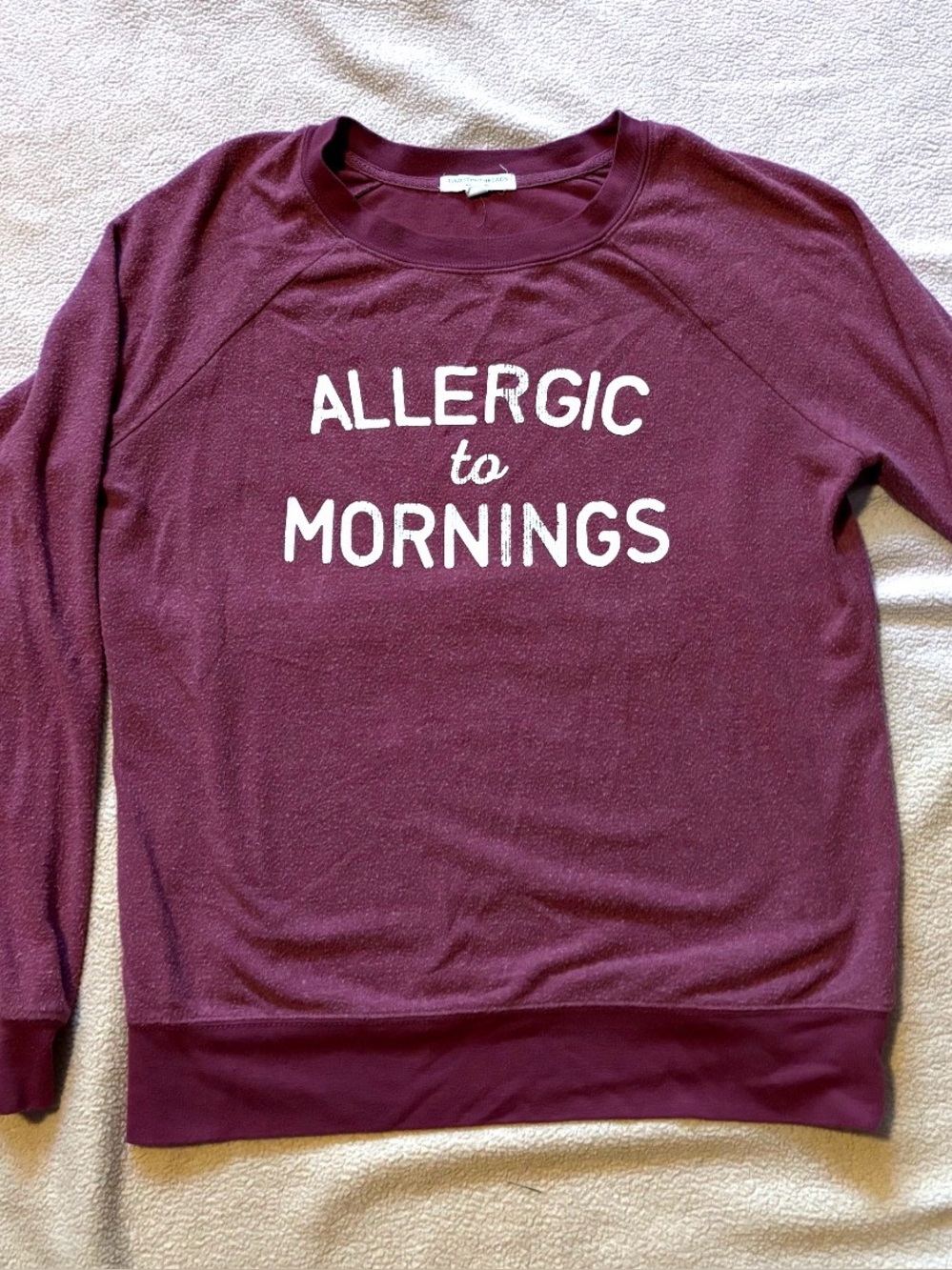 Grayson Threads Burgundy 'Allergic to Mornings' Crewneck Sweatshirt